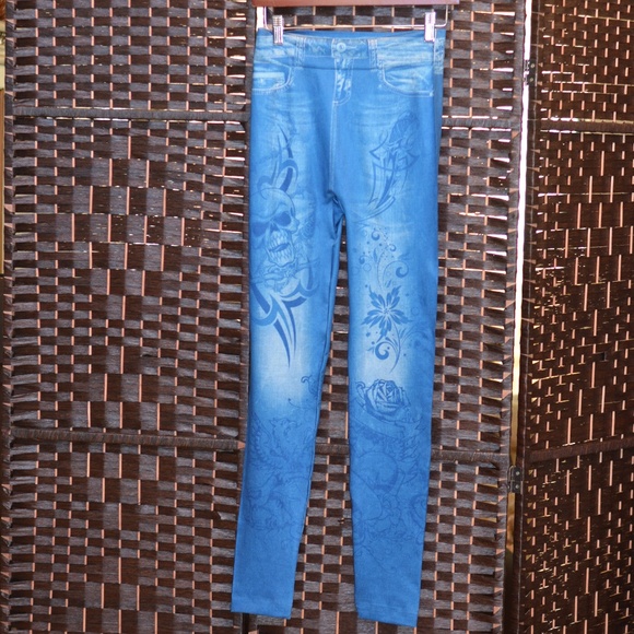 Stretch Leggings Jean Imprinted SZ L-XL Girls GMI - Picture 1 of 7